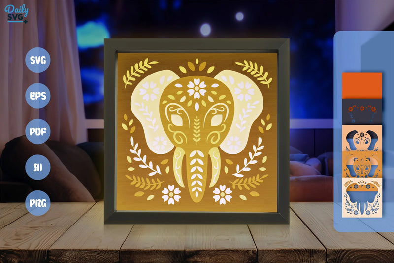 Elephant Head Folk Art Papercut SVG Bundle - CraftNest - Digital Crafting and Art