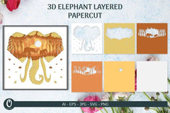 Elephant Layered Papercut 3D SVG Bundle 3 - CraftNest - Digital Crafting and Art