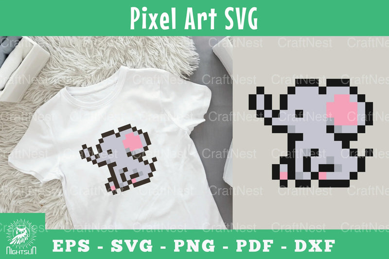 Elephant Pixel Art Clipart Bundle - CraftNest - Digital Crafting and Art