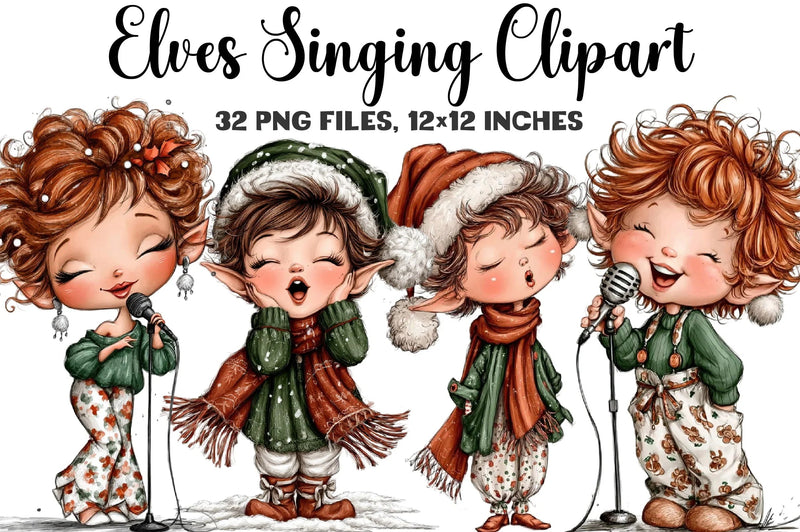 Elves Singing Clipart Bundle - CraftNest - Digital Crafting and Art
