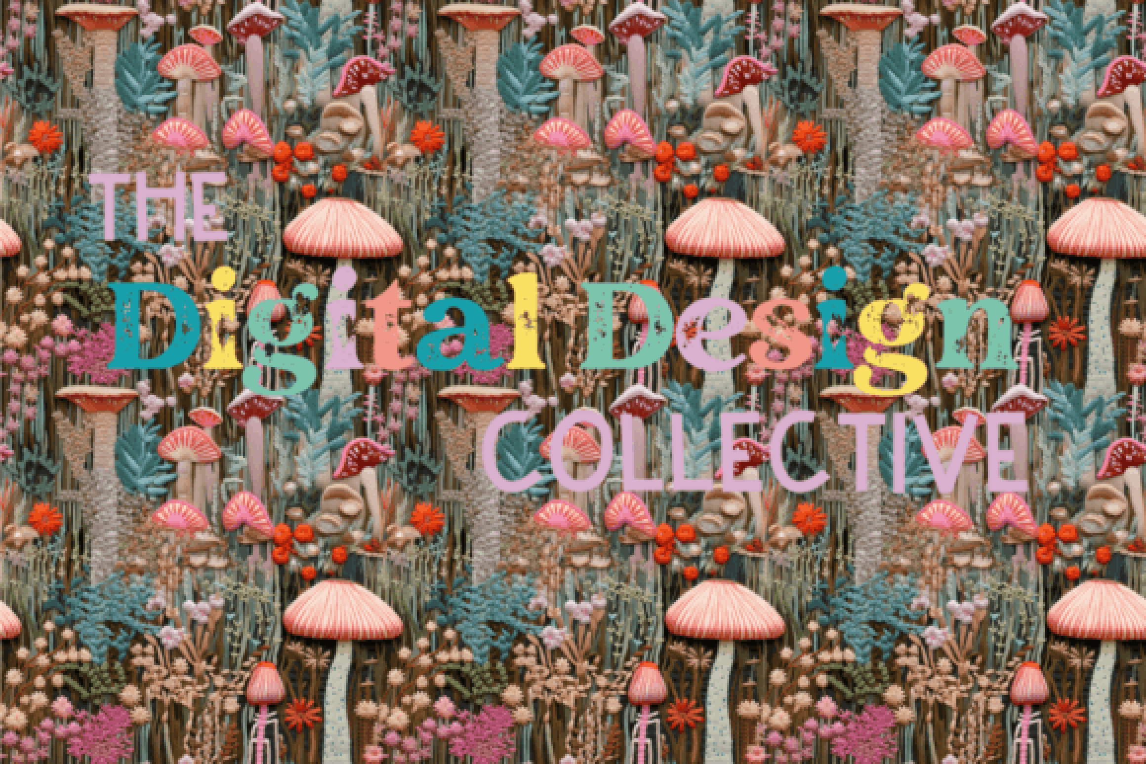 Embroidered Mushroom Seamless Digital Paper