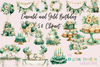 Emerald and Gold Birthday Clipart Bundle