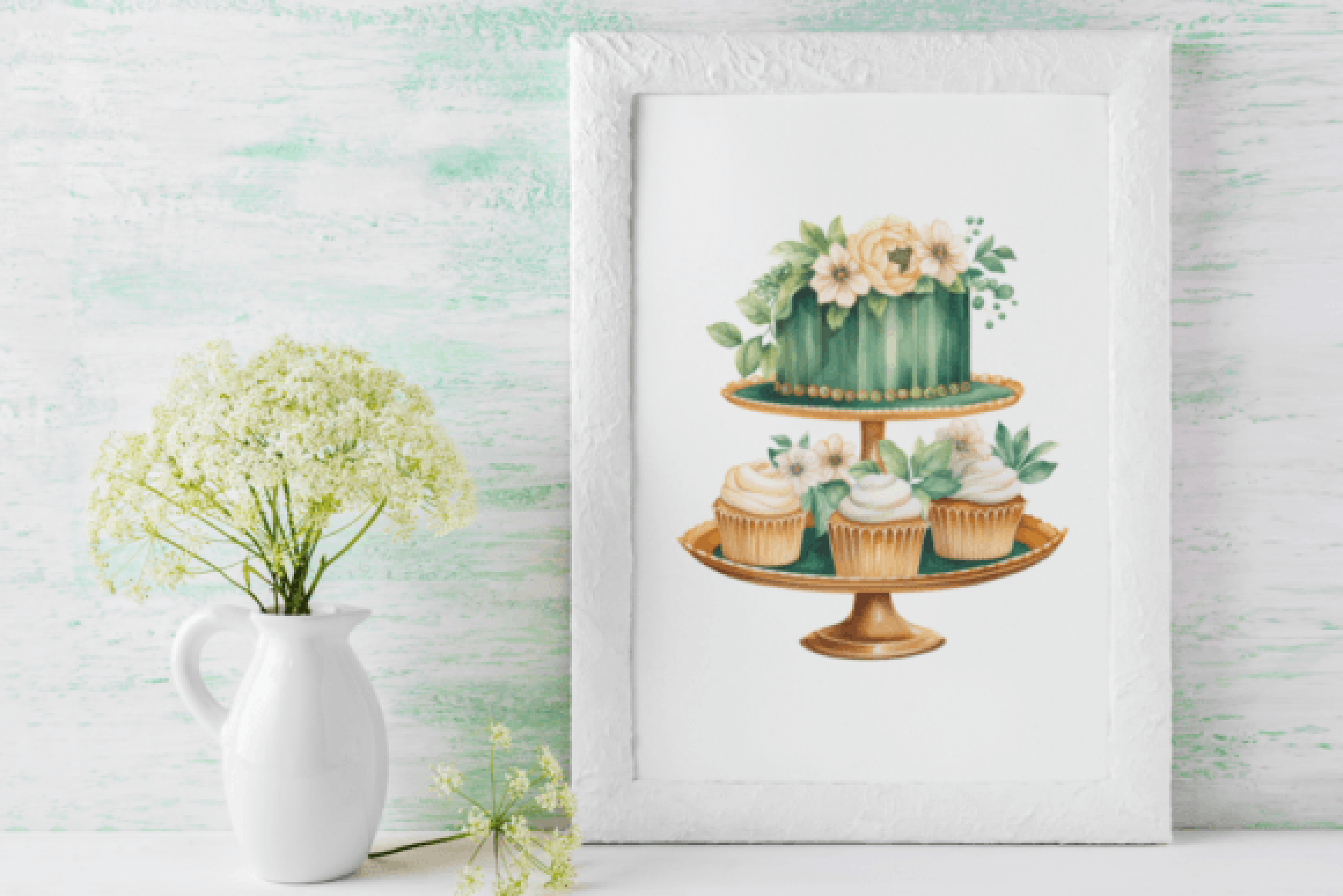 Emerald and Gold Birthday Clipart Bundle