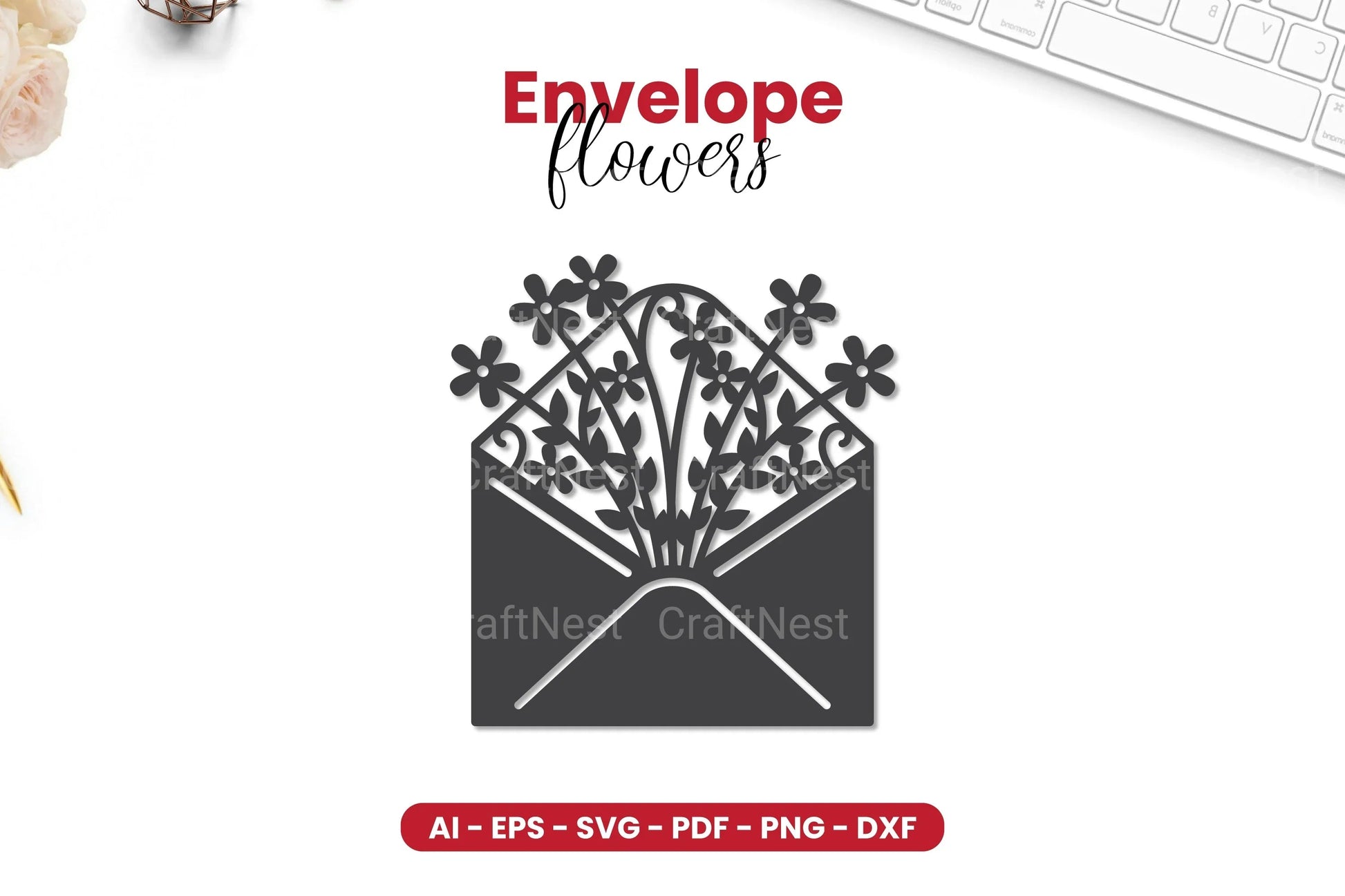 Envelope with Flowers Papercut SVG Bundle - CraftNest - Digital Crafting and Art