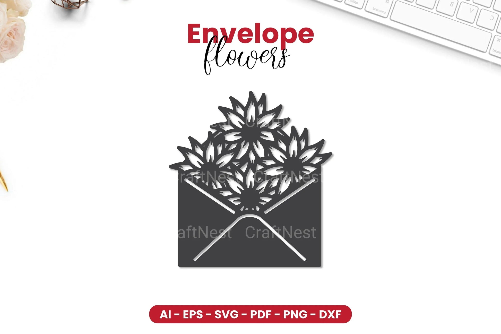 Envelope with Flowers Papercut SVG Bundle - CraftNest - Digital Crafting and Art