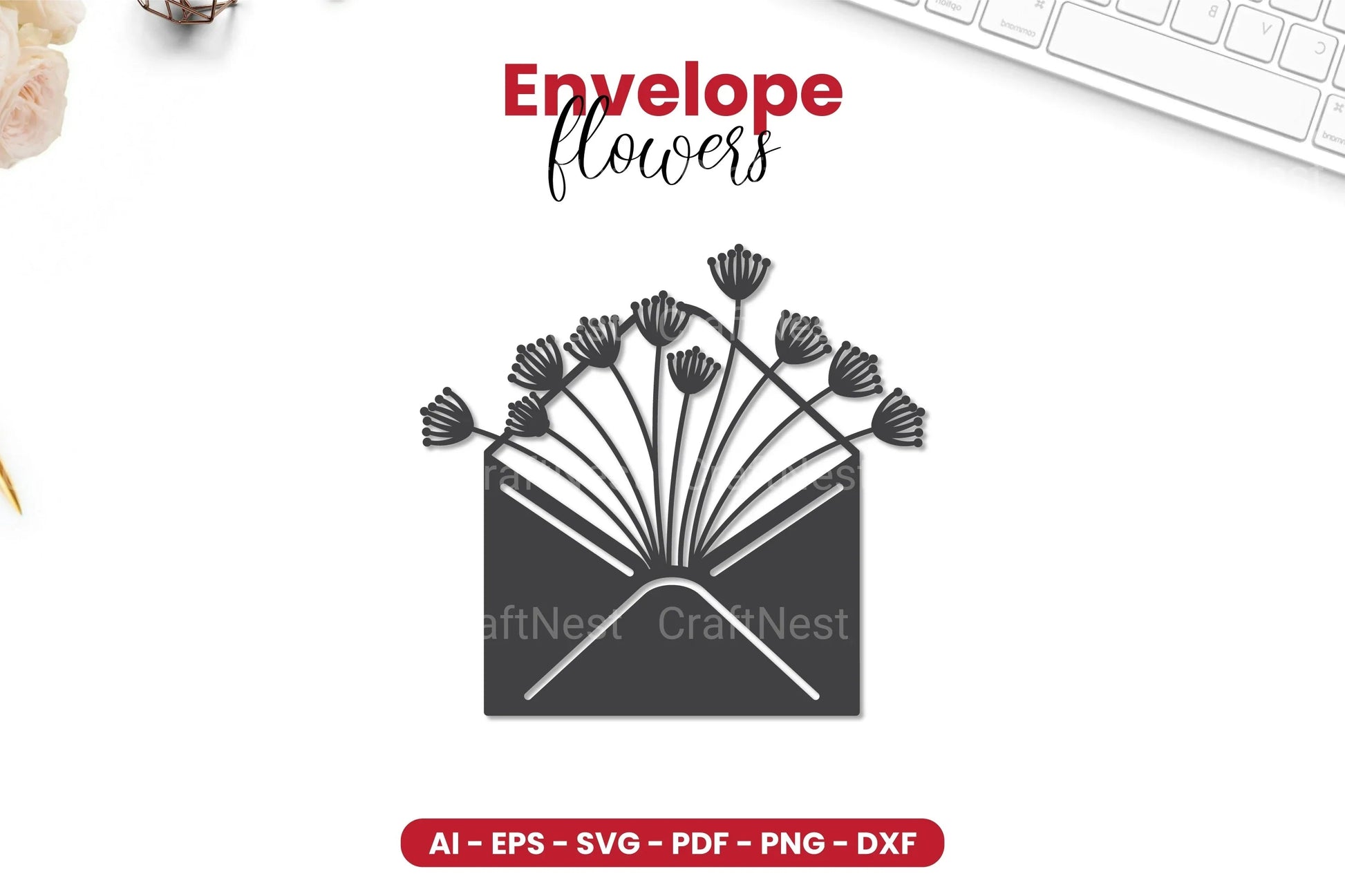 Envelope with Flowers Papercut SVG Bundle - CraftNest - Digital Crafting and Art
