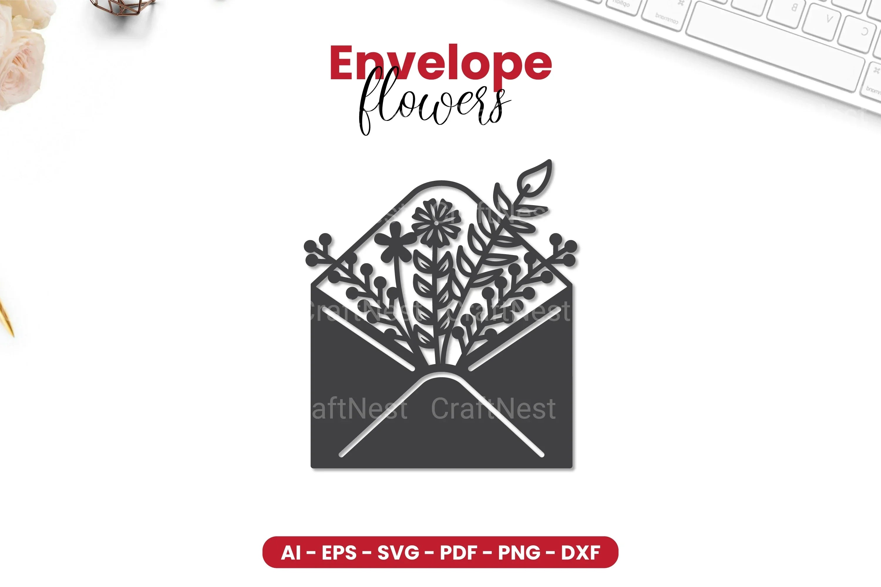Envelope with Flowers Papercut SVG Bundle - CraftNest - Digital Crafting and Art