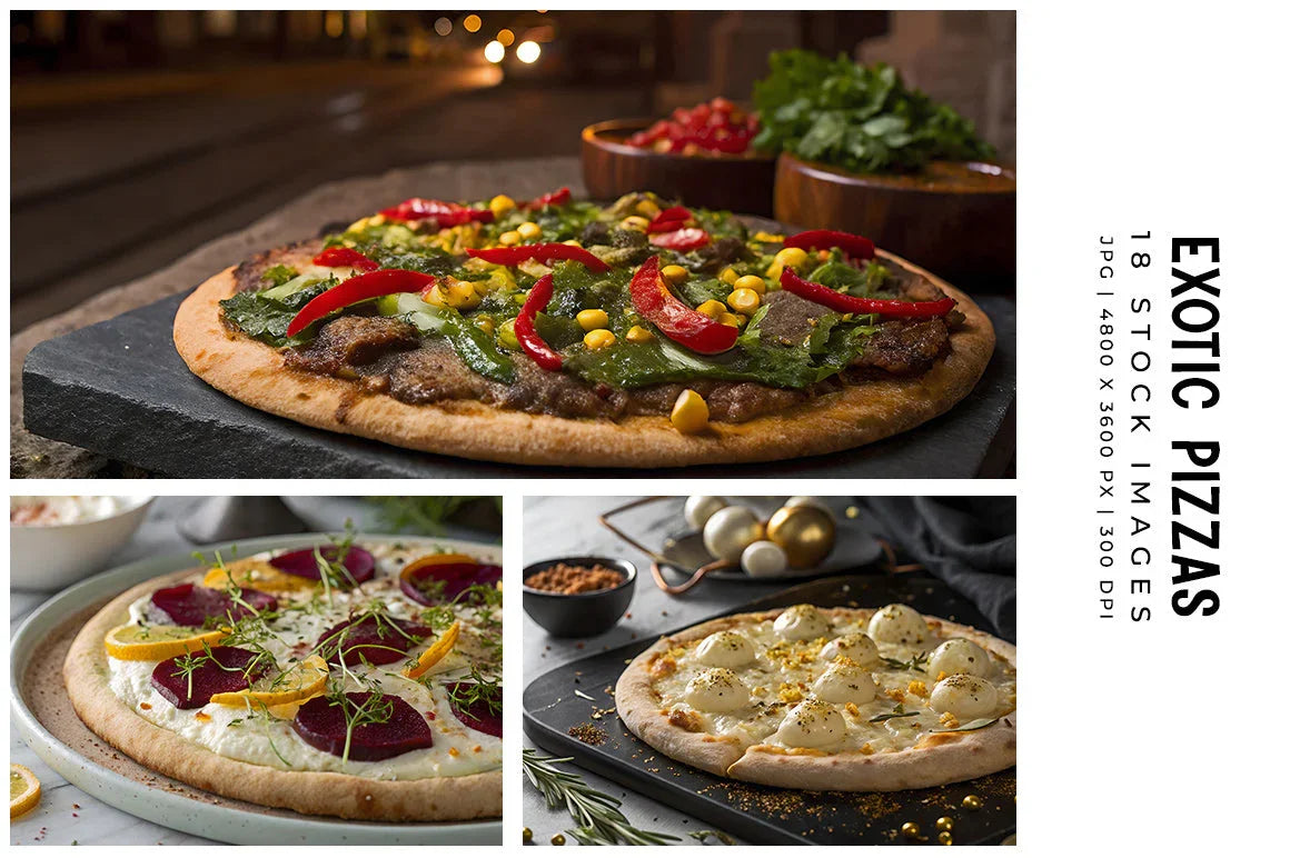 Exotic Pizzas - Stock Images - CraftNest - Digital Crafting and Art