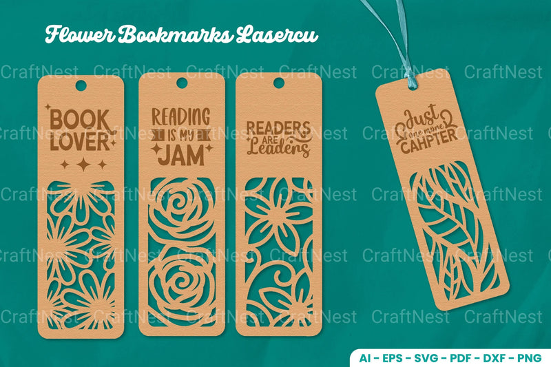 Flower Bookmarks Lasercut SVG Bundle - CraftNest - Digital Crafting and Art