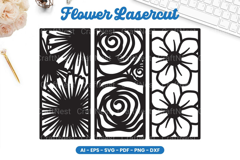 Flower Lasercut SVG Bundle - CraftNest - Digital Crafting and Art