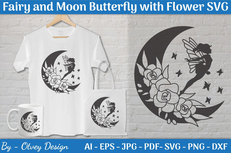 Fairy and Moon Butterfly with Flower SVG Bundle - CraftNest - Digital Crafting and Art