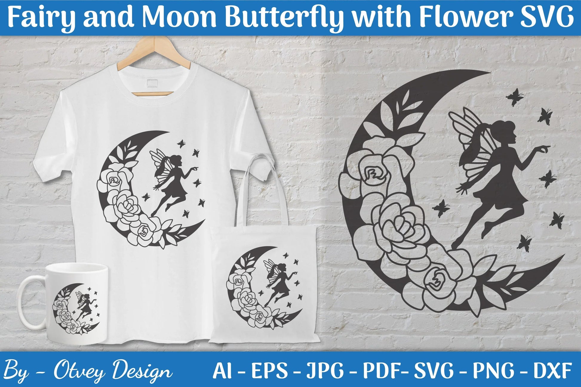 Fairy and Moon Butterfly with Flower SVG Bundle - CraftNest - Digital Crafting and Art