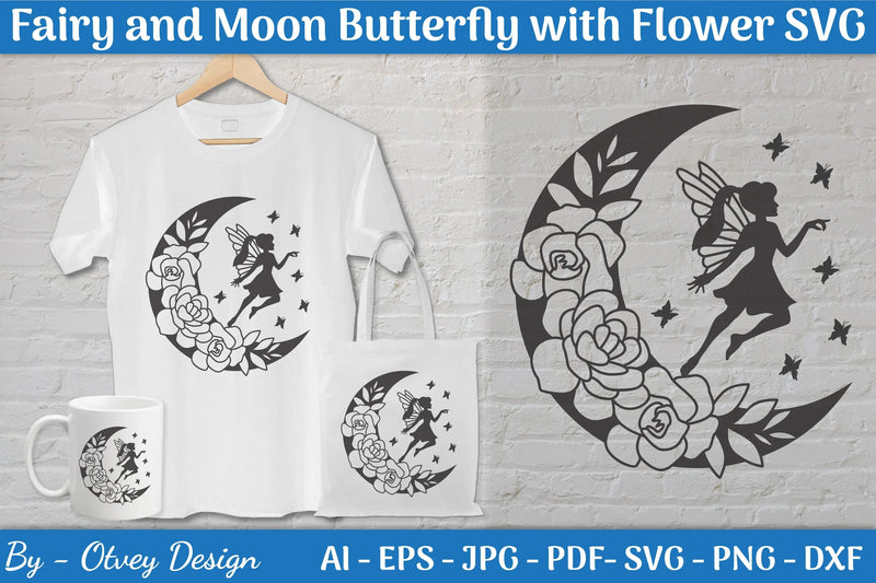 Fairy and Moon Butterfly with Flower SVG Bundle - CraftNest - Digital Crafting and Art