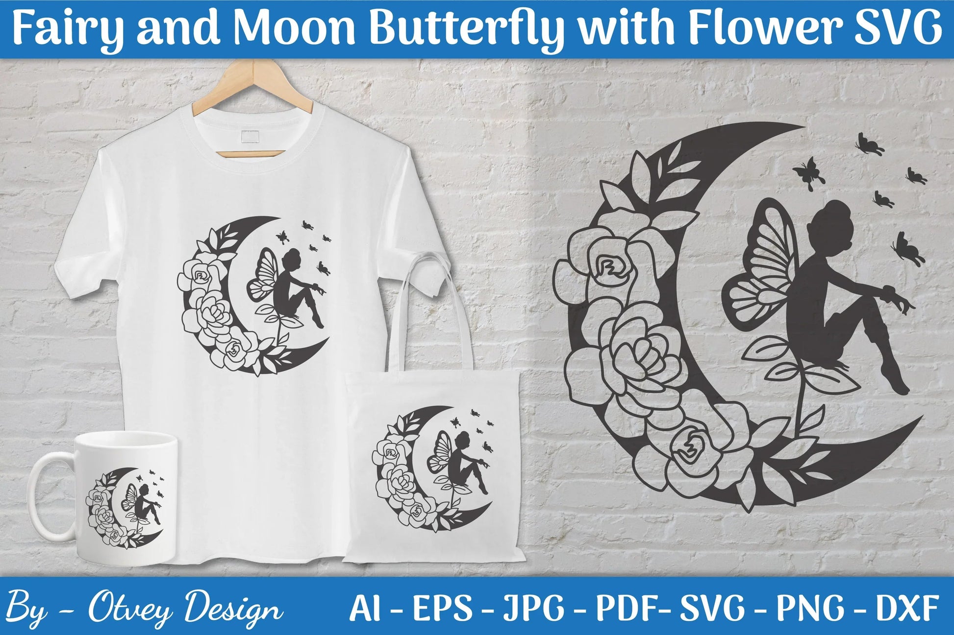 Fairy and Moon Butterfly with Flower SVG Bundle - CraftNest - Digital Crafting and Art