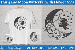 Fairy and Moon Butterfly with Flower SVG Bundle - CraftNest - Digital Crafting and Art
