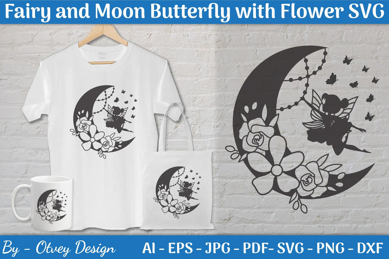 Fairy and Moon Butterfly with Flower SVG Bundle - CraftNest - Digital Crafting and Art
