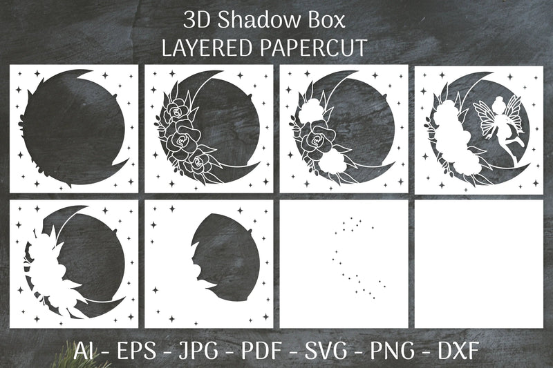 Fairy 3D Shadow Box Layered Papercut SVG Bundle 1 - CraftNest - Digital Crafting and Art