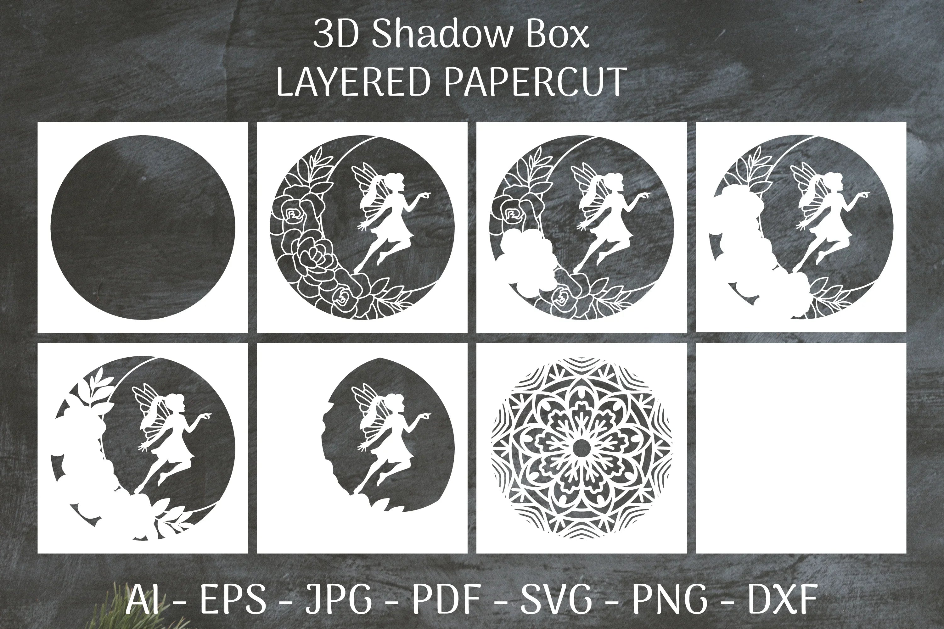 Fairy 3D Shadow Box Layered Papercut SVG Bundle 8 - CraftNest - Digital Crafting and Art