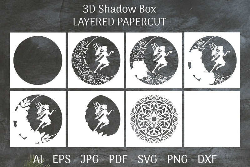 Fairy 3D Shadow Box Layered Papercut SVG Bundle 8 - CraftNest - Digital Crafting and Art