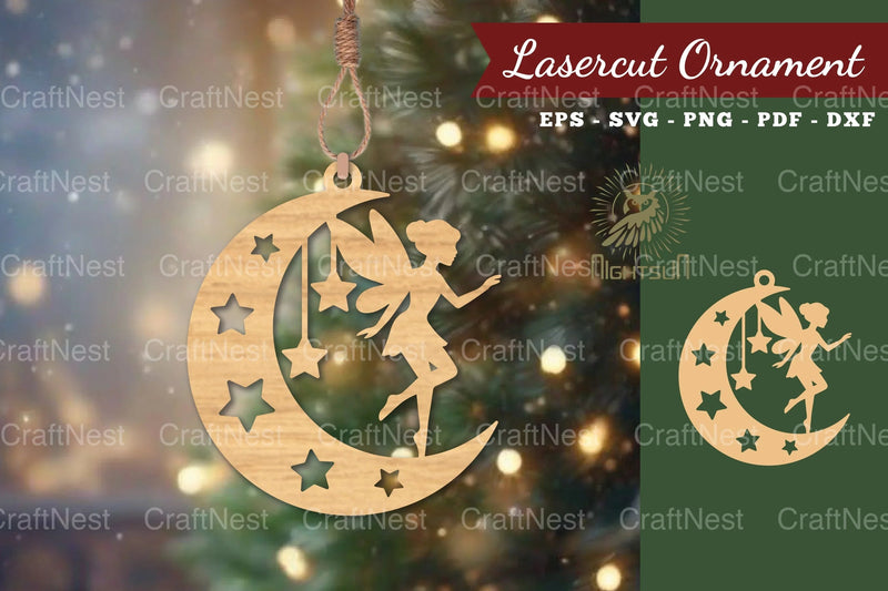 Fairy in Moon Lasercut Ornament Clipart Bundle - CraftNest - Digital Crafting and Art