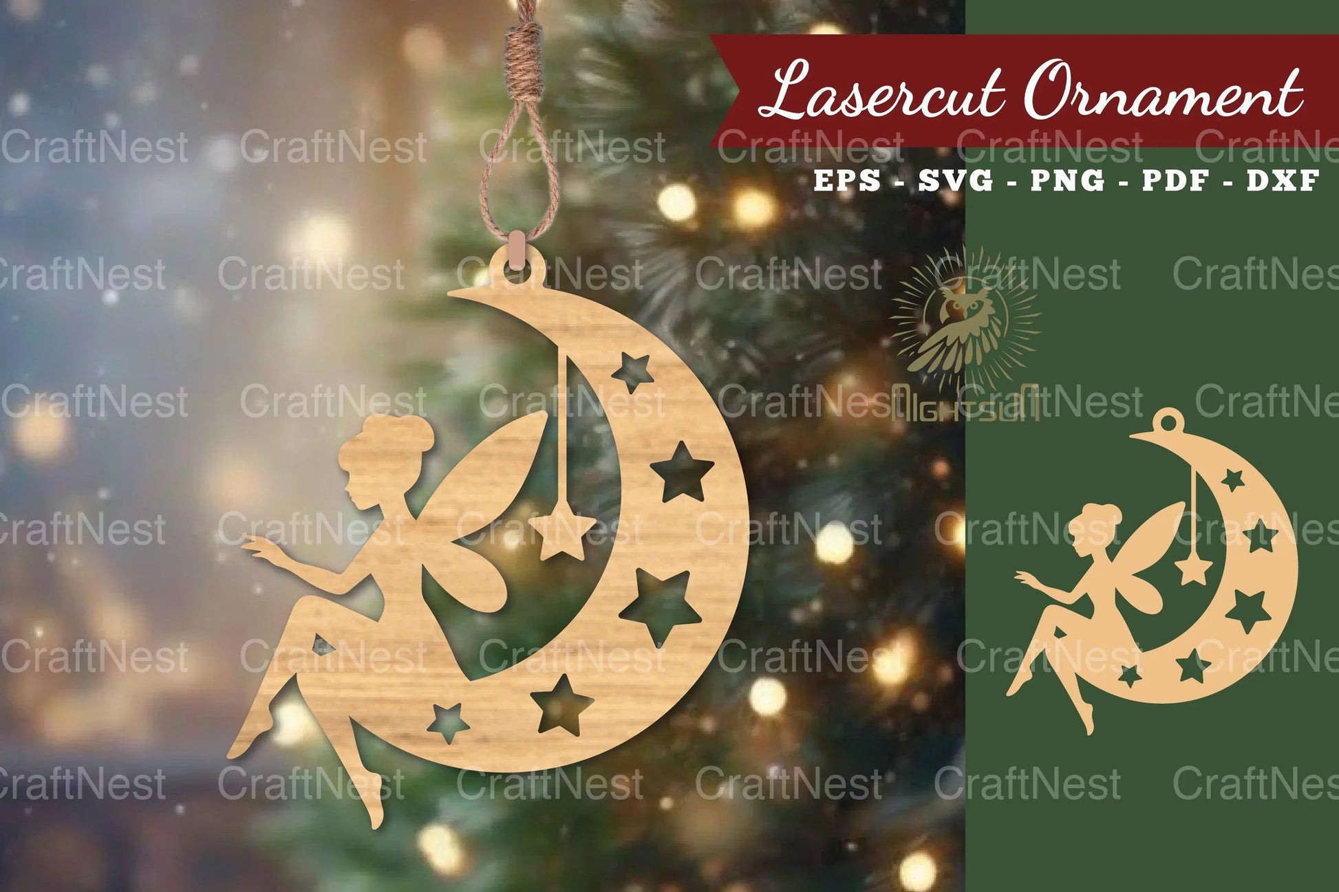 Fairy in Moon Lasercut Ornament Clipart Bundle - CraftNest - Digital Crafting and Art