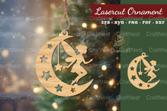 Fairy in Moon Lasercut Ornament Clipart Bundle - CraftNest - Digital Crafting and Art