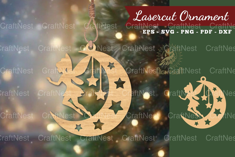 Fairy in Moon Lasercut Ornament Clipart Bundle - CraftNest - Digital Crafting and Art
