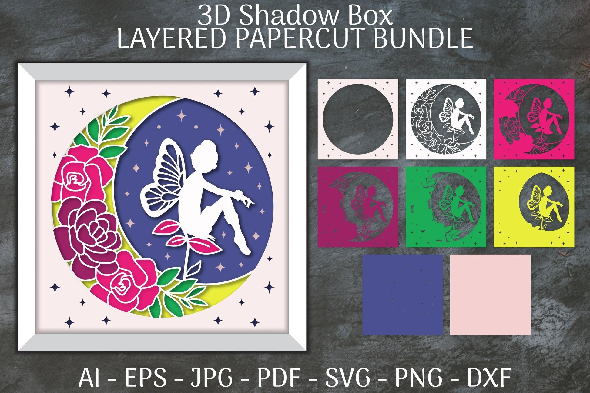 Fairy 3D Shadow Box Layered Papercut SVG Bundle 2 - CraftNest - Digital Crafting and Art