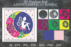 Fairy 3D Shadow Box Layered Papercut SVG Bundle 2 - CraftNest - Digital Crafting and Art