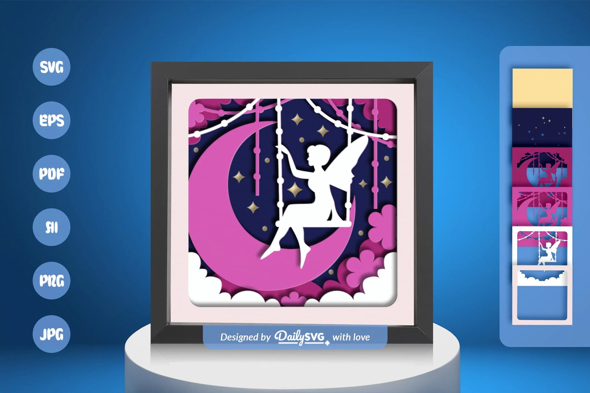 Fairy Crescent Moon Papercut SVG Bundle - CraftNest - Digital Crafting and Art