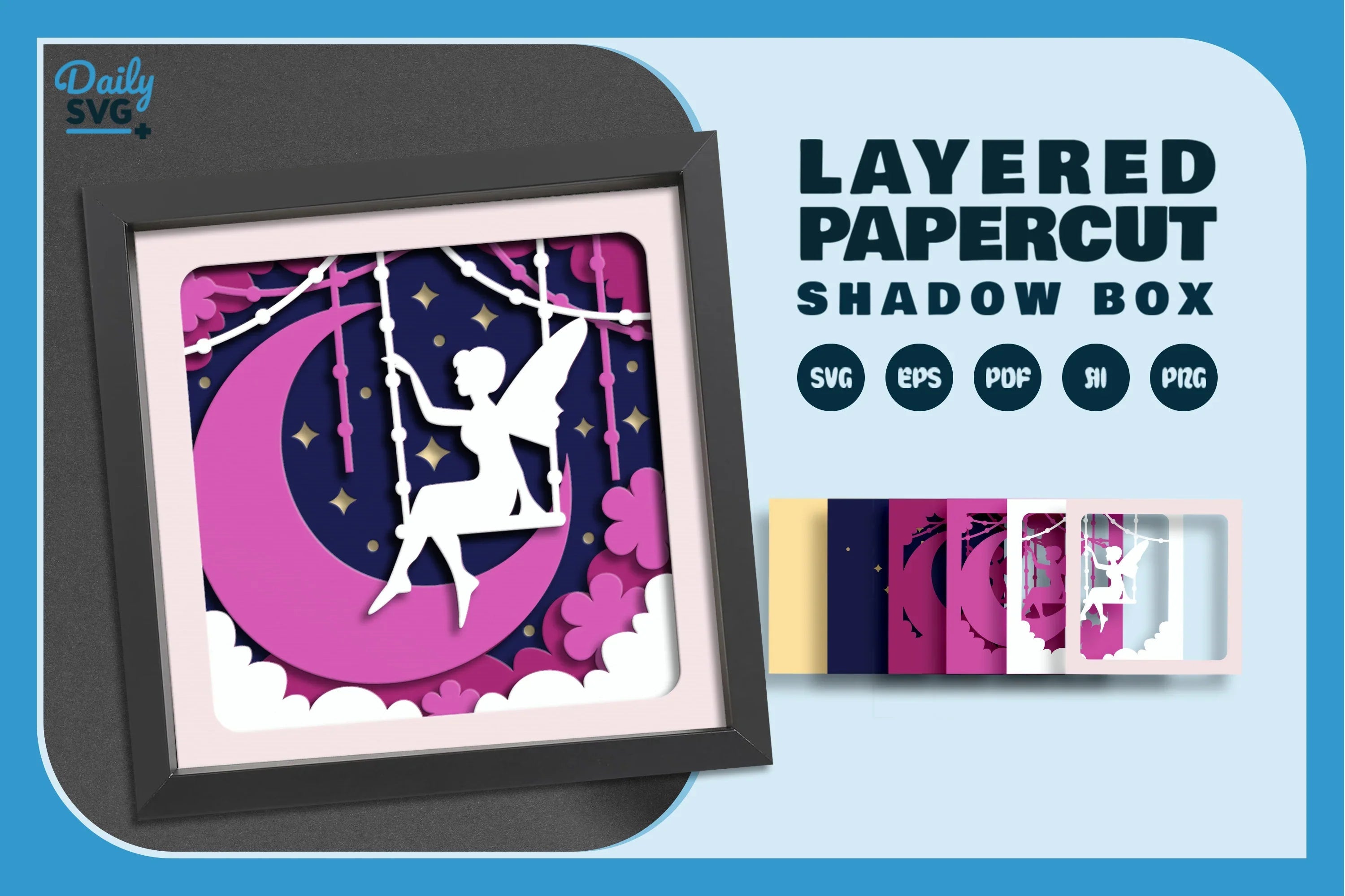 Fairy Crescent Moon Papercut SVG Bundle - CraftNest - Digital Crafting and Art