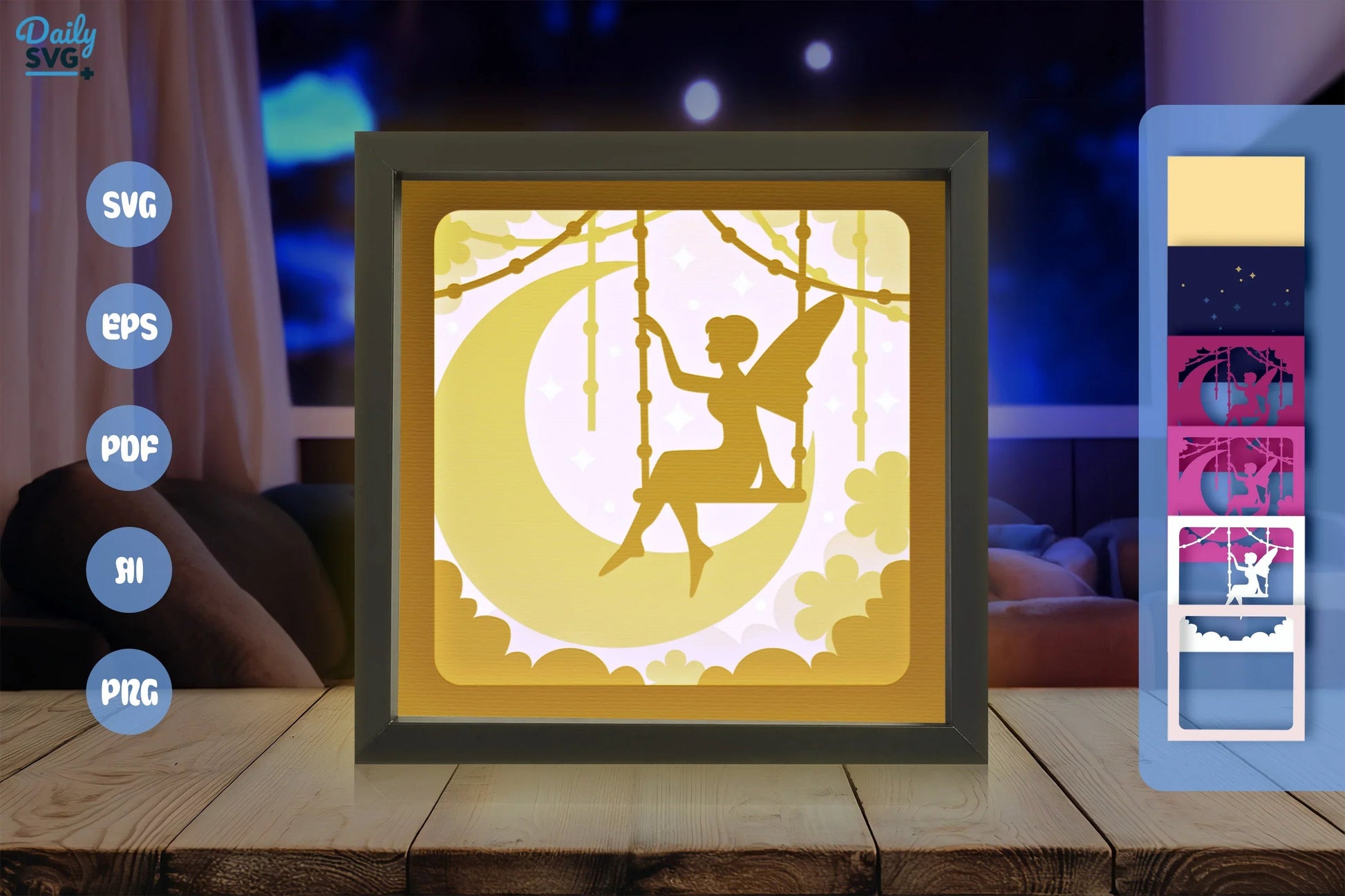 Fairy Crescent Moon Papercut SVG Bundle - CraftNest - Digital Crafting and Art