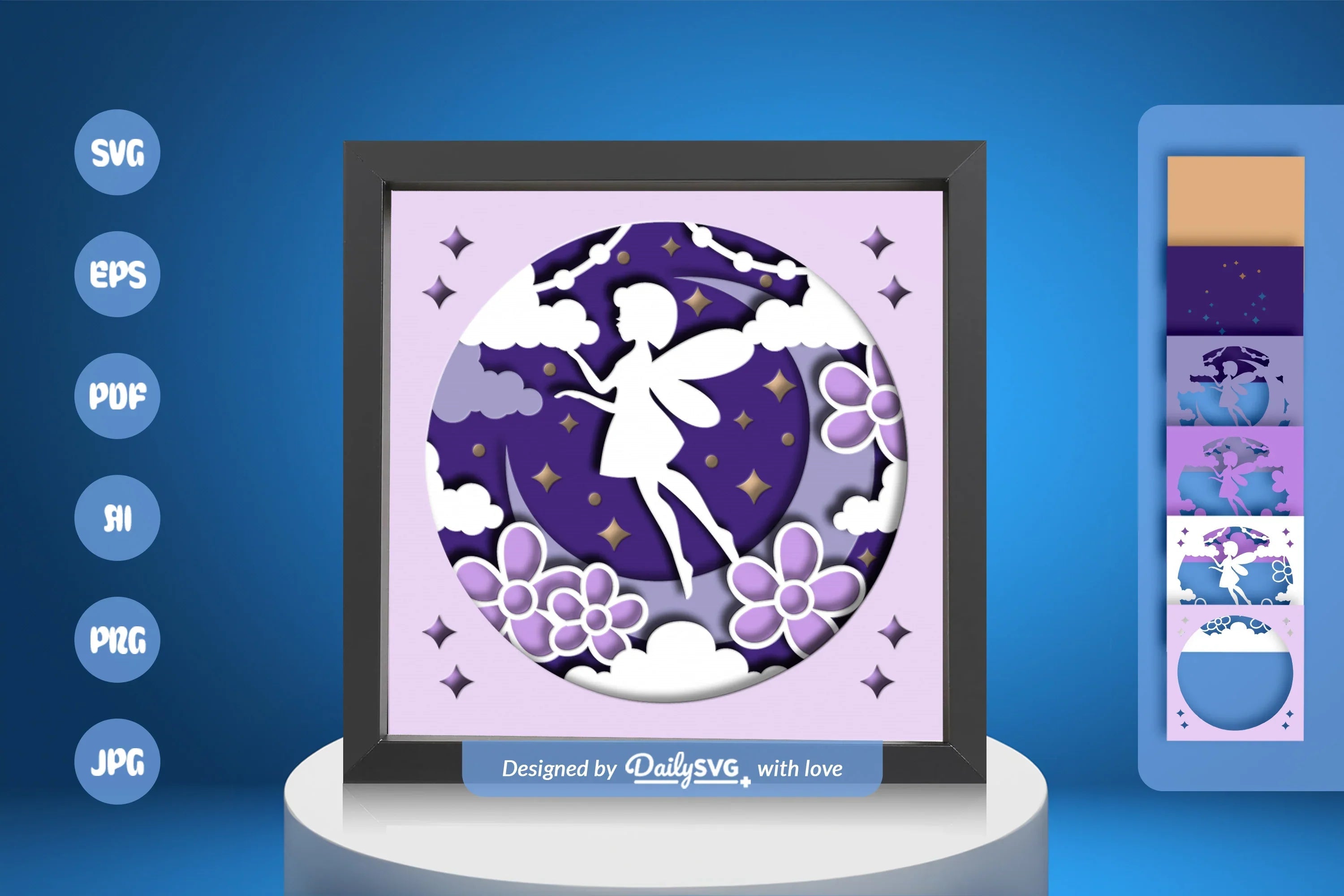 Fairy Crescent Moon Papercut SVG Bundle 1 - CraftNest - Digital Crafting and Art