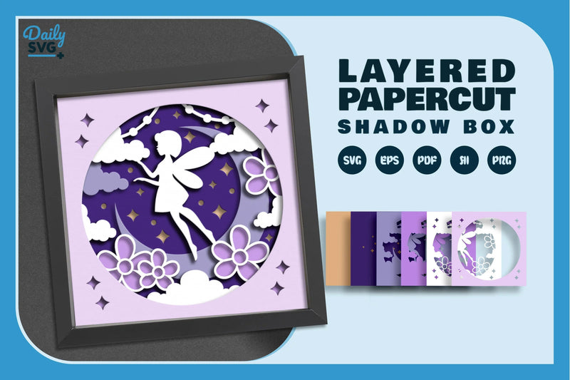 Fairy Crescent Moon Papercut SVG Bundle 1 - CraftNest - Digital Crafting and Art