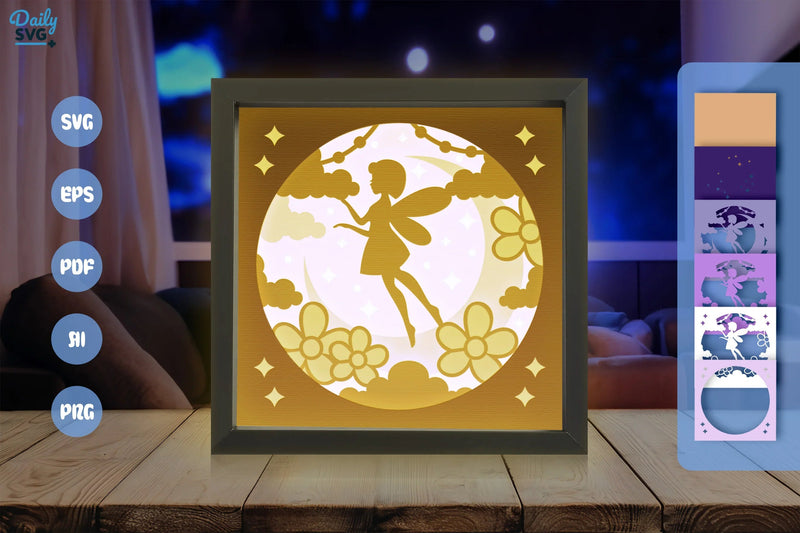 Fairy Crescent Moon Papercut SVG Bundle 1 - CraftNest - Digital Crafting and Art