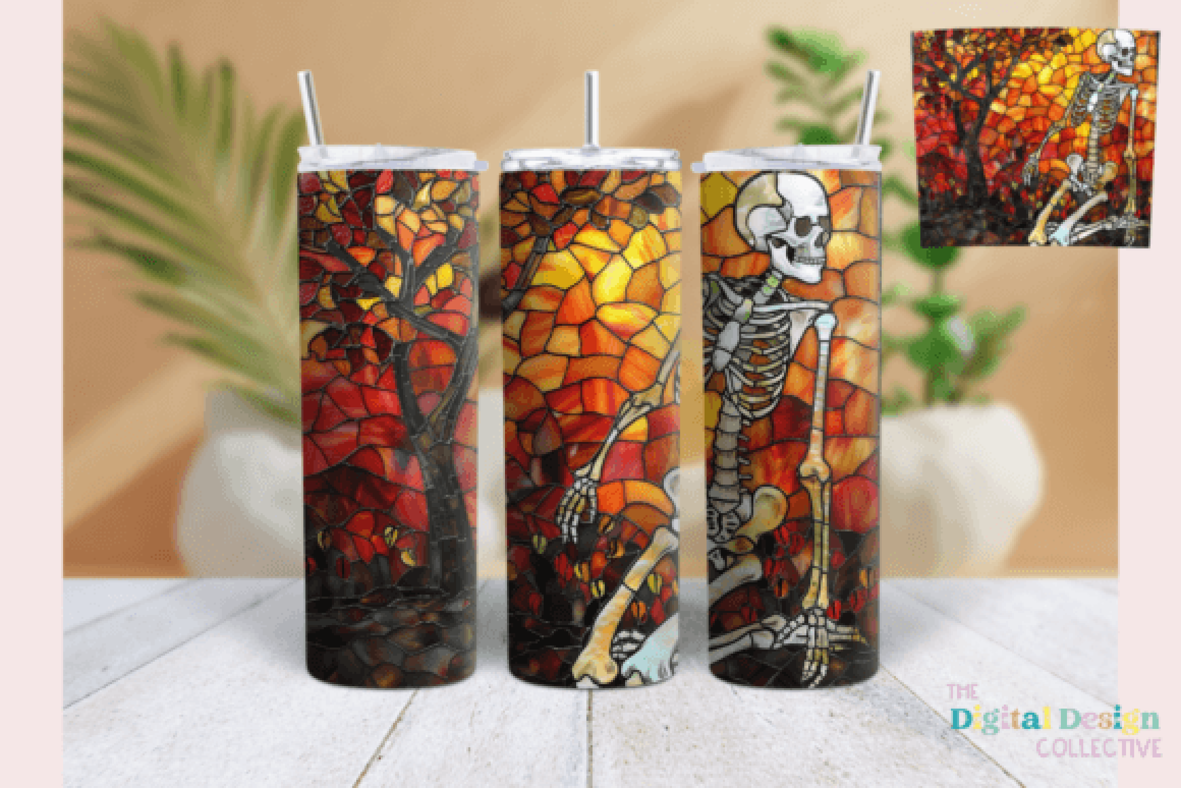 Stained Glass Skeleton Tumbler Wrap Bundle
