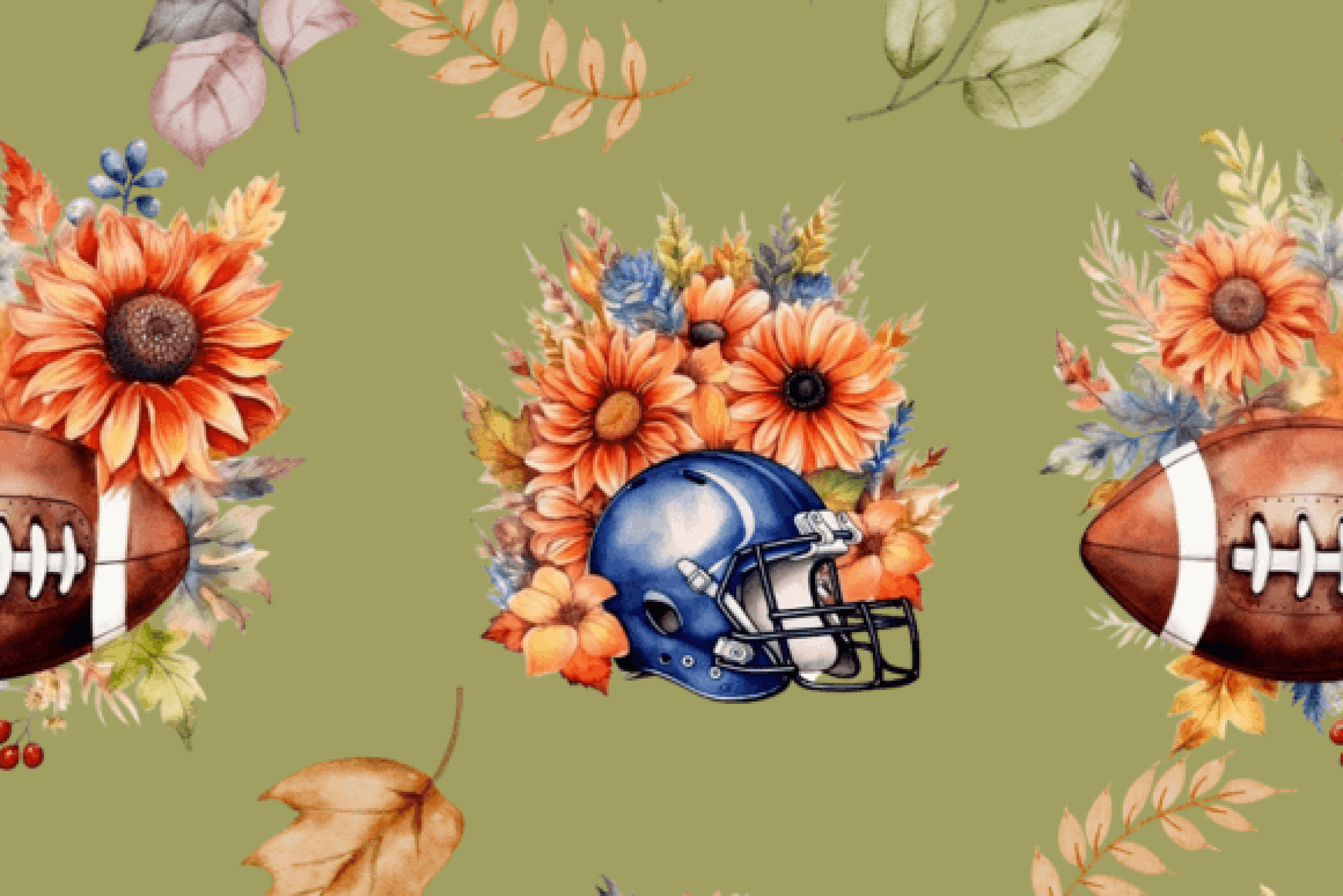 Fall Floral Football Digital Paper - CraftNest - Digital Crafting and Art