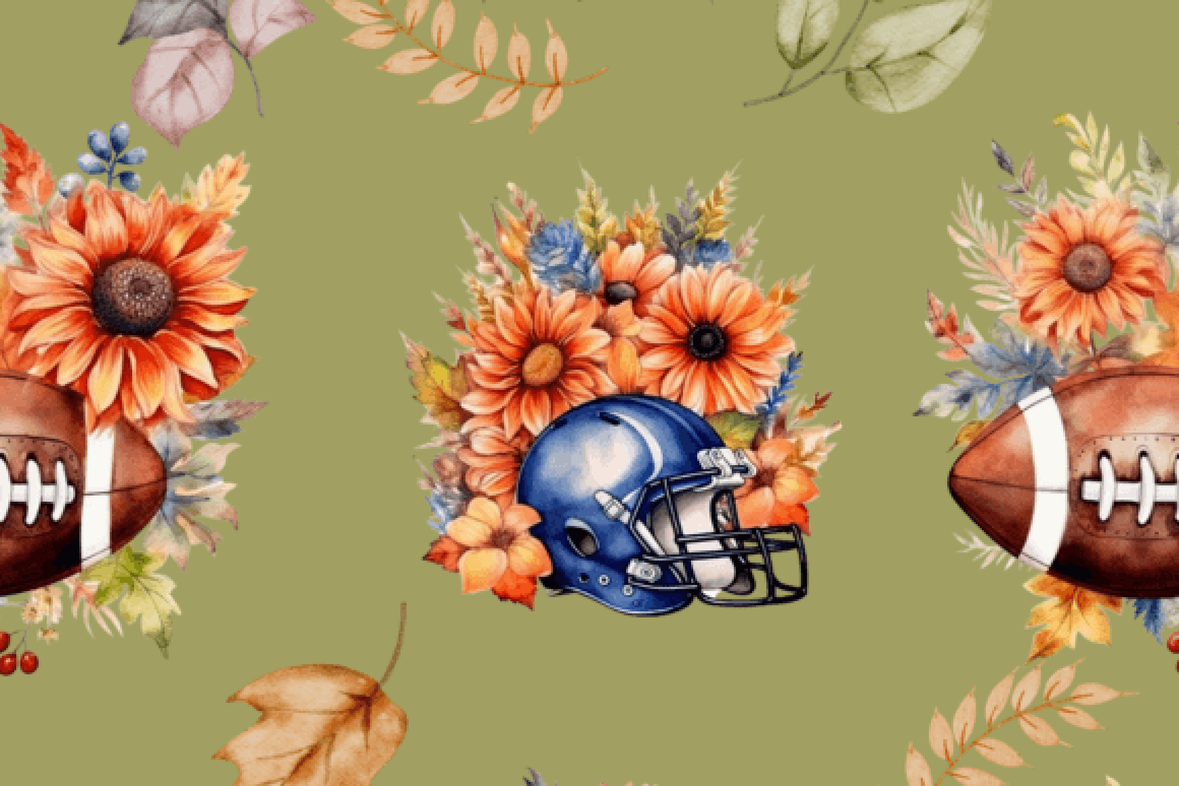 Fall Floral Football Digital Paper - CraftNest - Digital Crafting and Art