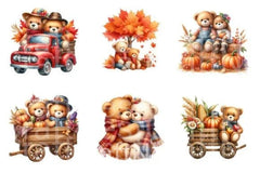 Fall Teddy Bears Couple Clipart Bundle - CraftNest - Digital Crafting and Art