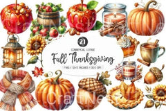 Thanksgiving Clipart Bundle for Fall - CraftNest - Digital Crafting and Art