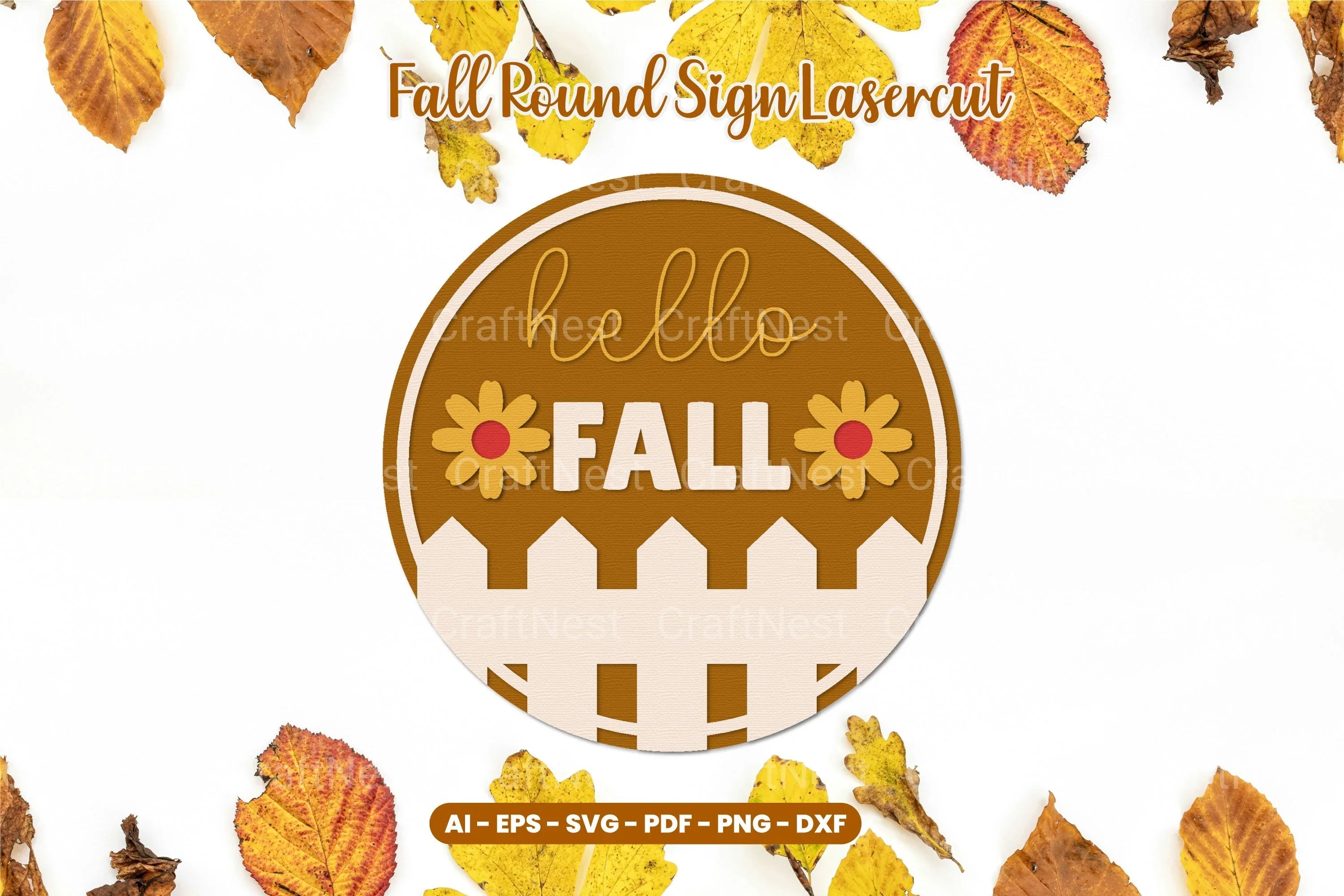 Fall Round Sign Laser Cut SVG Bundle - CraftNest - Digital Crafting and Art