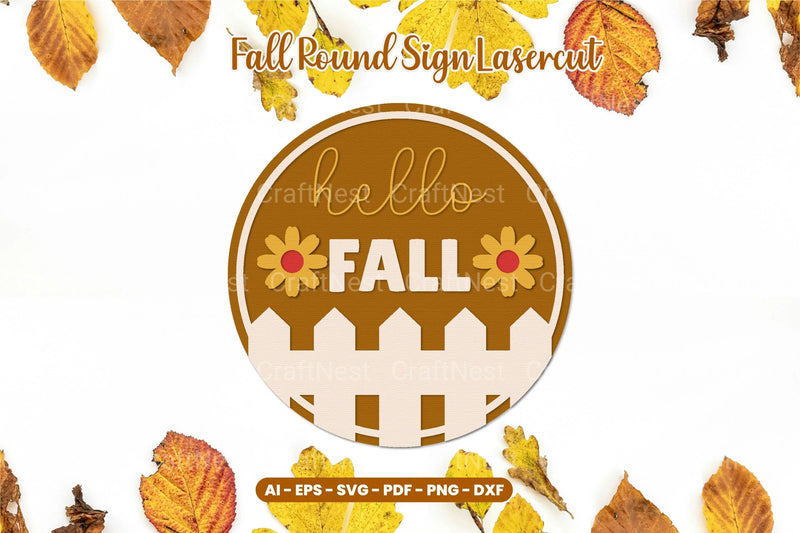 Fall Round Sign Laser Cut SVG Bundle - CraftNest - Digital Crafting and Art