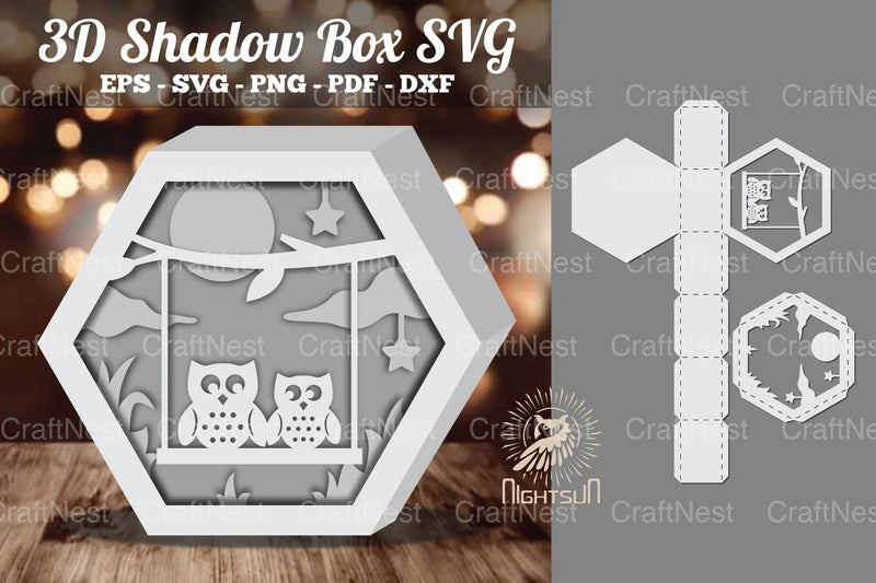 Family Owl 3D Shadow Box SVG Bundle - CraftNest - Digital Crafting and Art