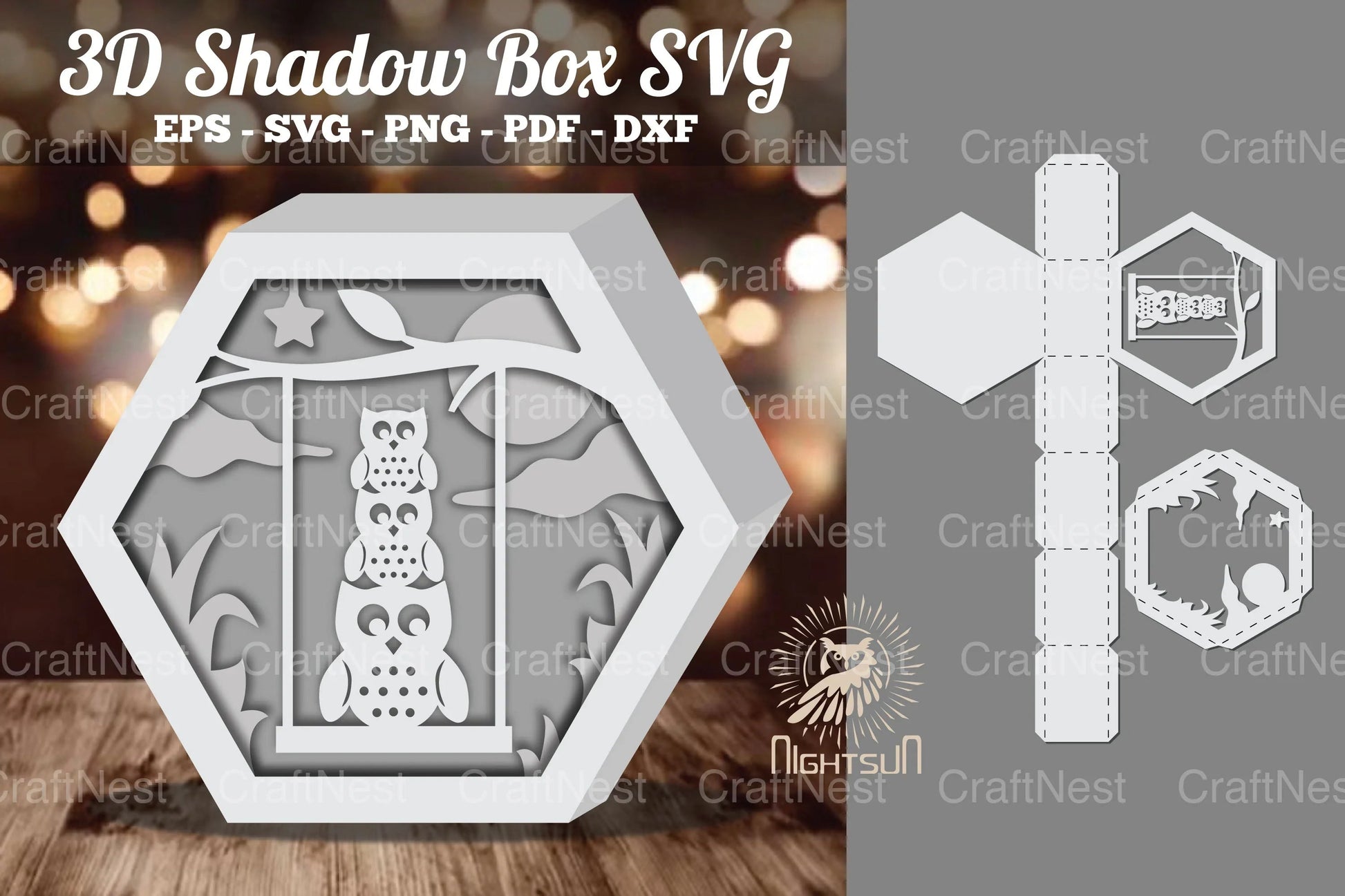Family Owl 3D Shadow Box SVG Bundle - CraftNest - Digital Crafting and Art