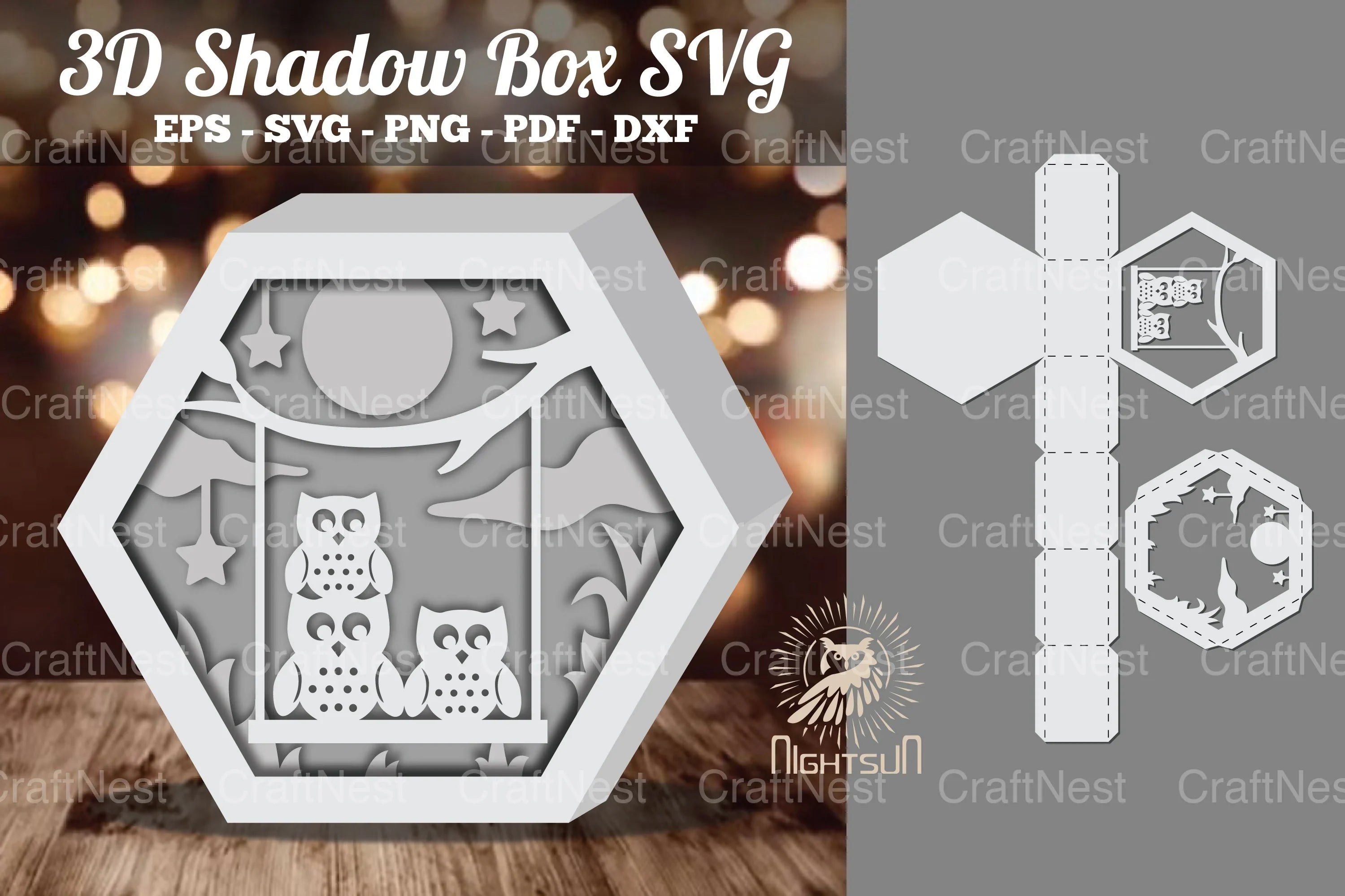 Family Owl 3D Shadow Box SVG Bundle - CraftNest - Digital Crafting and Art
