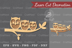 Family Owl Laser Cut Decoration - Clipart Bundle - CraftNest - Digital Crafting and Art