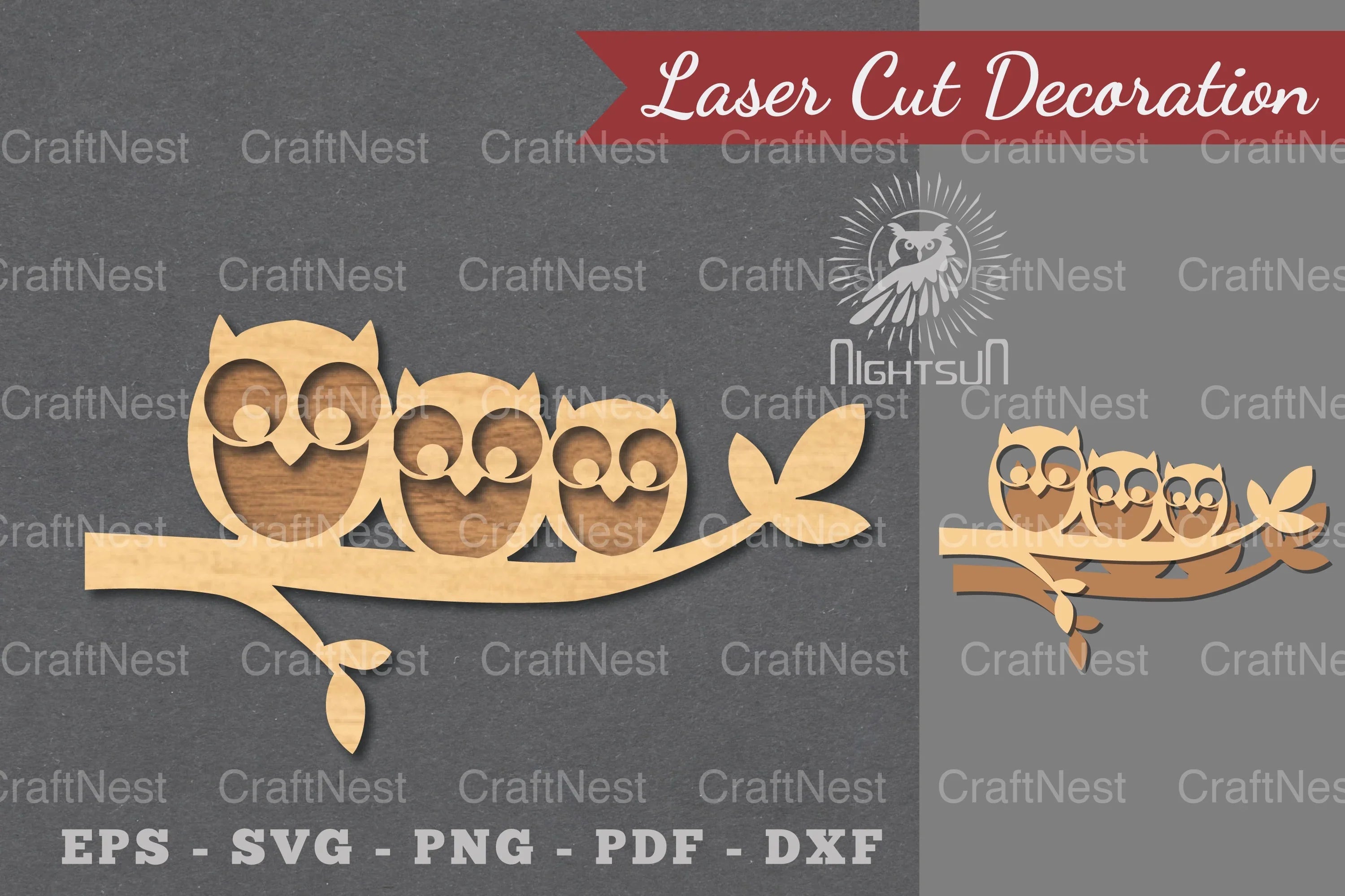Family Owl Laser Cut Decoration - Clipart Bundle - CraftNest - Digital Crafting and Art