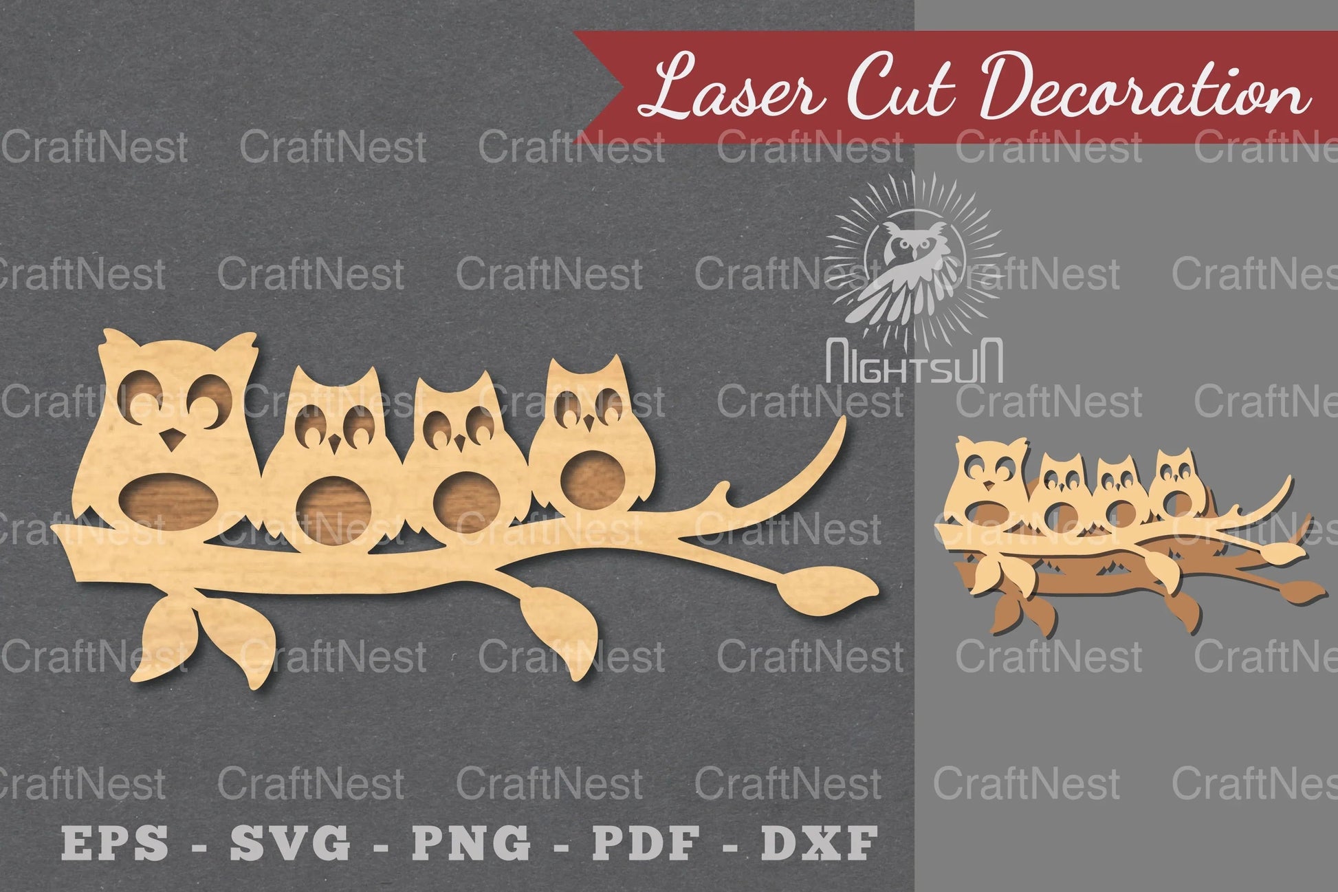 Family Owl Laser Cut Decoration Clipart Bundle - CraftNest - Digital Crafting and Art