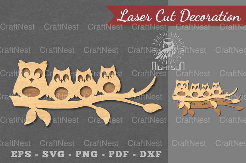 Family Owl Laser Cut Decoration Clipart Bundle - CraftNest - Digital Crafting and Art