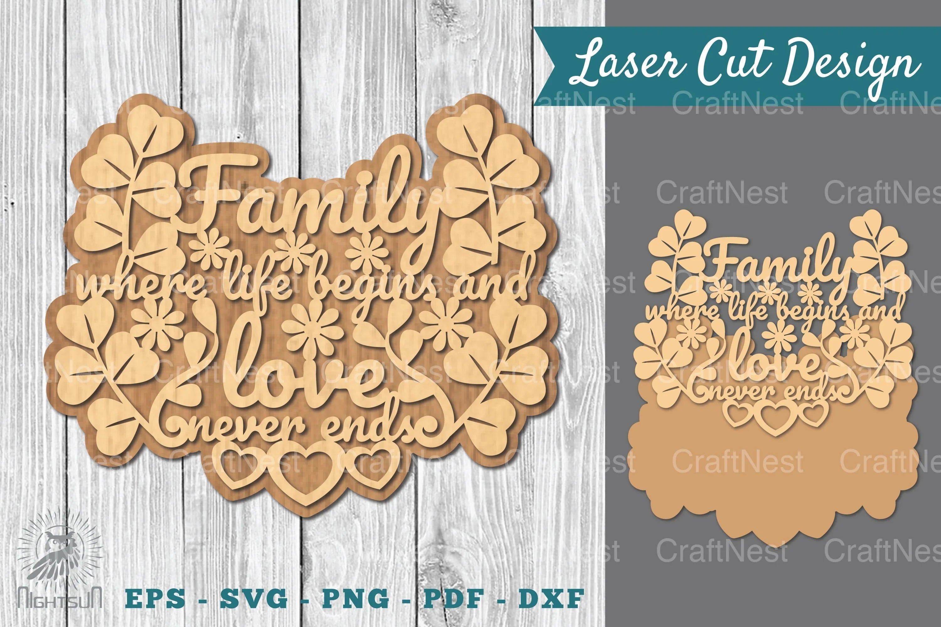 Family Quotes Laser Cut Sign SVG Bundle - CraftNest - Digital Crafting and Art